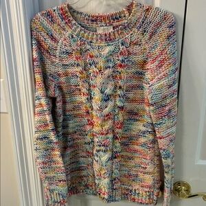 LOFT Outlet Multicolor Cable Soft Knit Sweater SZ XS